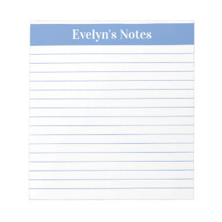 Modern Trendy Periwinkle Blue Script Large Print Notepad