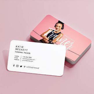Modern Trendy Personal Fitness Trainer Photo Business Card