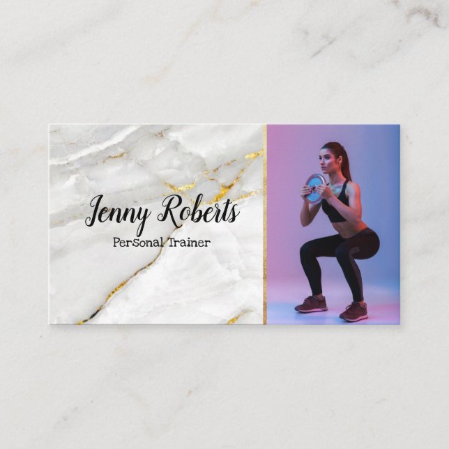 Modern & Trendy Personal Trainer Fitness Business Card (Front)