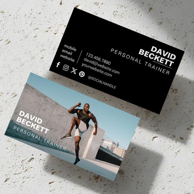 Modern & Trendy Personal Trainer Fitness Photo Business Card (Modern & Trendy Personal Trainer Fitness Photo Business Card)