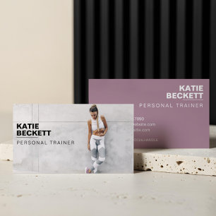 Modern & Trendy Personal Trainer Fitness Photo Business Card