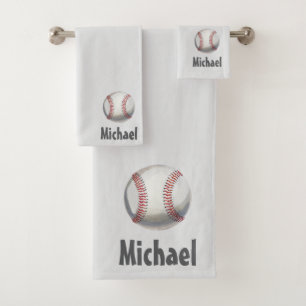 Modern Trendy Personalised Baseball Sports  Bath Towel Set