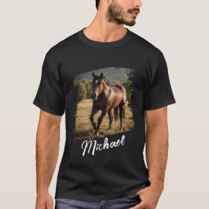 Modern Trendy Personalised Horse Photo and Text T-Shirt