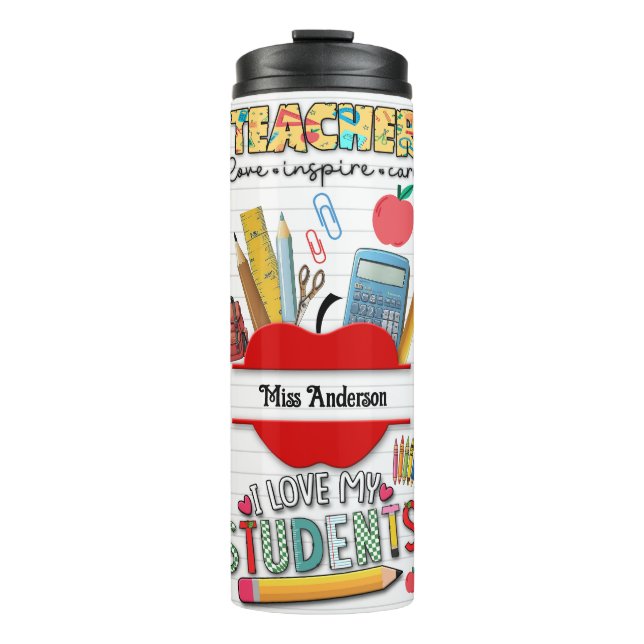 Modern Trendy Personalised Teacher  Thermal Tumbler (Front)