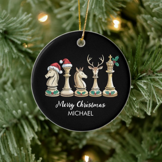 Modern Trendy Personalized Chess Pieces Christmas  Ceramic Tree Decoration (Tree)