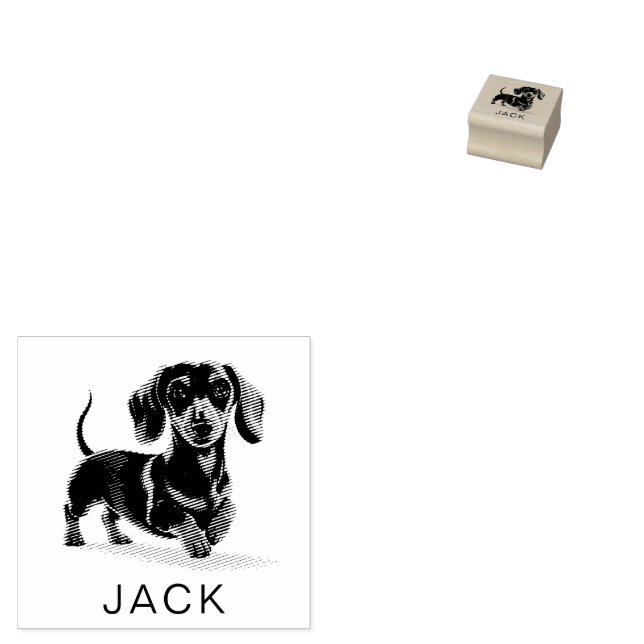 Modern Trendy Personalized Dachshund  Rubber Stamp (Stamped)