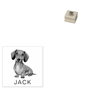 Modern Trendy Personalized Dachshund  Rubber Stamp