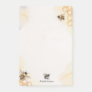 Modern Trendy Personalized Honey Bee  Post-it Notes