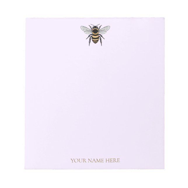 Modern Trendy Personalized Honey Bee Purple Notepad (Front)