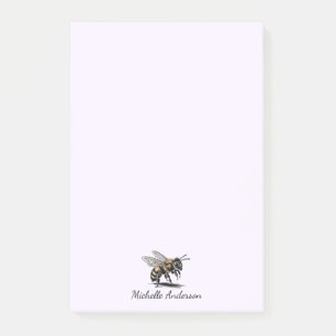 Modern Trendy Personalized Honey Bee Purple Post-it Notes