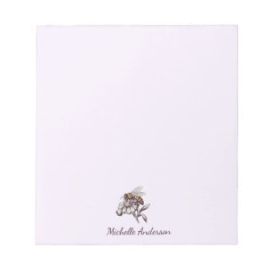 Modern Trendy Personalized Honey Bee Vintage Notepad