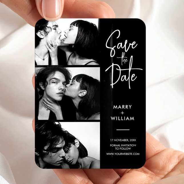 Modern trendy photo booth script save the date magnet (Creator Uploaded)