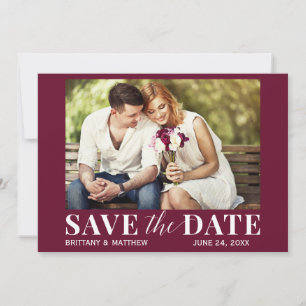 Modern Trendy Photo Burgundy Save The Date