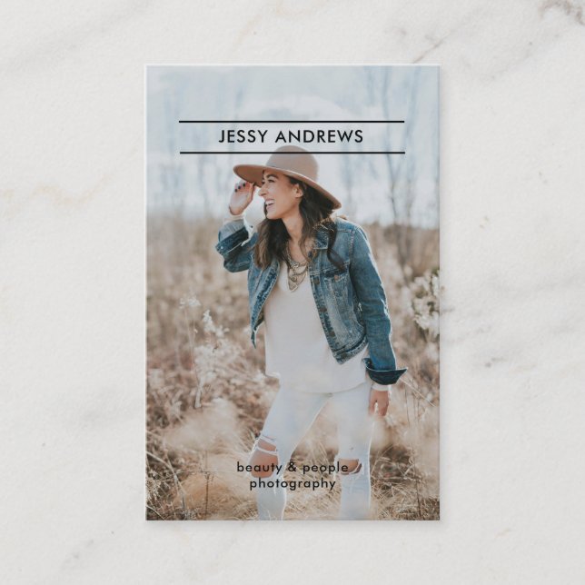 Modern Trendy Photo Business Card (Front)