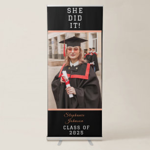 Modern Trendy Photo Collage Graduation Retractable Banner