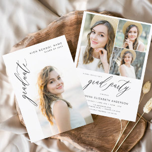 Modern Trendy Photo Graduation Party Invitation