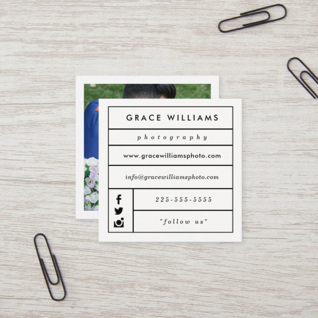 Modern Trendy Photography Business Cards (Front/Back In Situ)