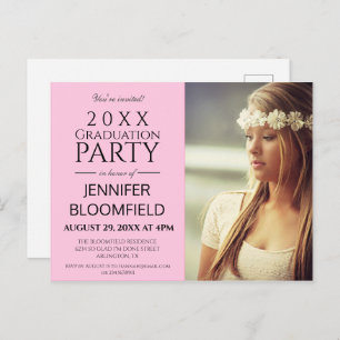 MODERN TRENDY PINK 2025 GRADUATION INVITATION POSTCARD