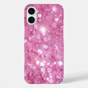 Modern Trendy Pink Glitter iPhone 16 Plus Case