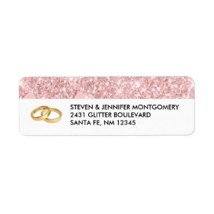 Modern Trendy Pink Glitter & Gold Wedding Ring
