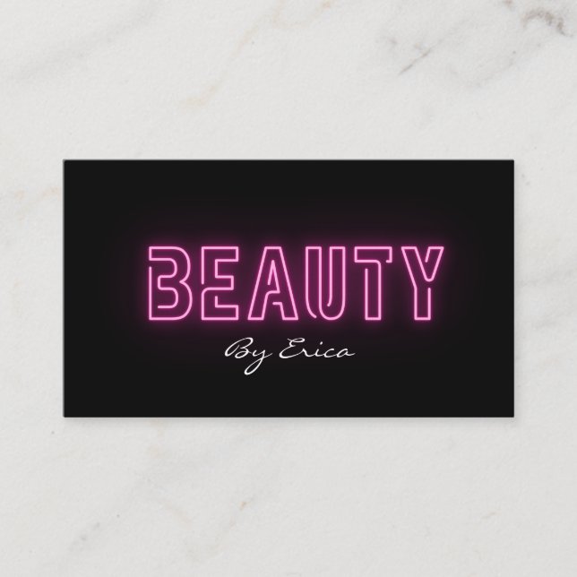 Modern Trendy Pink Neon Lashes Beauty Makeup Busin Business Card (Front)