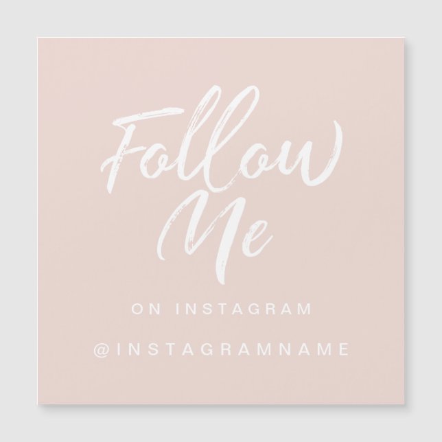 Modern Trendy Pink Social Media Follow Me Magnet (Front)