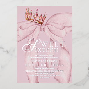 Modern & Trendy Pink Sweet 16 Bow Birthday