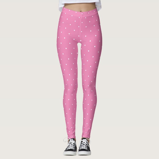 Modern Trendy Pink Template White Circles Elegant Leggings (Front)