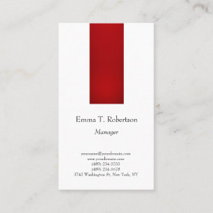 Modern trendy plain simple minimalist red white business card