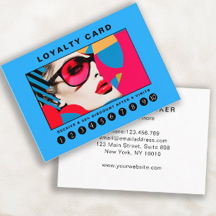Modern trendy pop art Loyalty 10 Salon Business Card