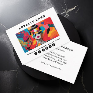 Modern trendy pop art Loyalty 5 Nails Lashes Business Card