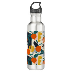 Modern Trendy Preppy Chic Apricot and Leaves 710 Ml Water Bottle