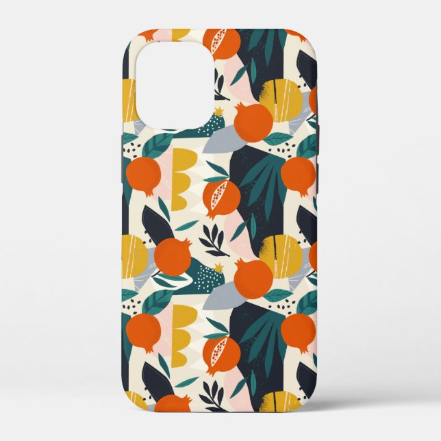 Modern Trendy Preppy Chic Apricot and Leaves Case-Mate iPhone Case (Back)
