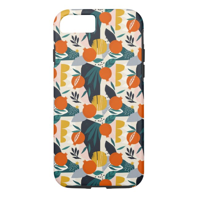 Modern Trendy Preppy Chic Apricot and Leaves Case-Mate iPhone Case (Back)