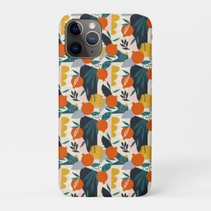 Modern Trendy Preppy Chic Apricot and Leaves iPhone 11 Pro Case