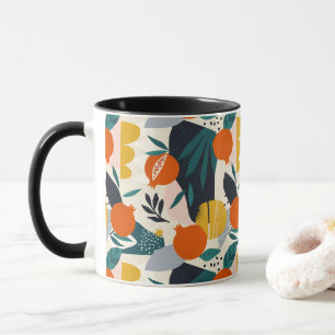 Modern Trendy Preppy Chic Apricot and Leaves Mug