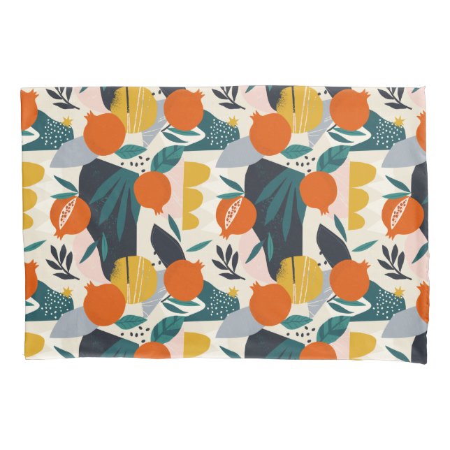 Modern Trendy Preppy Chic Apricot and Leaves Pillowcase (Front)