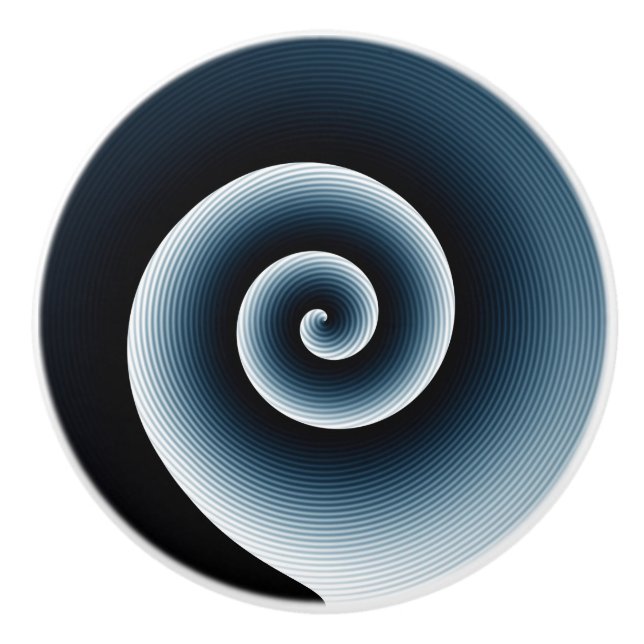 Modern Trendy Prussian Blue Spiral Pattern Ceramic Knob (Front)