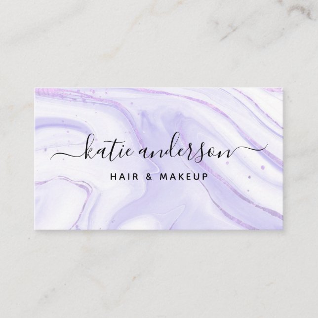 Modern Trendy Purple Marble Business Card (Front)