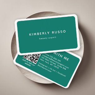Modern Trendy QR Code Green Salon Business Card