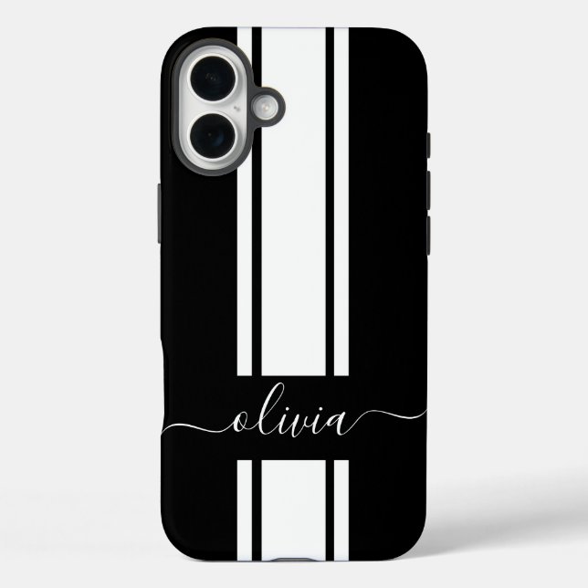 Modern Trendy Racing Stripes monogrammed  Case-Mate iPhone Case (Back)