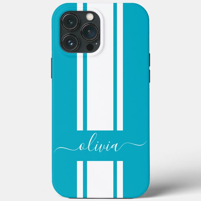 Modern Trendy Racing Stripes monogrammed  Case-Mate iPhone Case (Back)