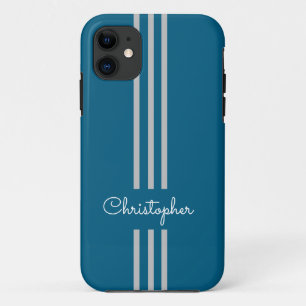 Modern Trendy Racing Stripes monogrammed iPhone 11 Case