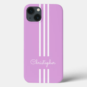 Modern Trendy Racing Stripes monogrammed iPhone 13 Case