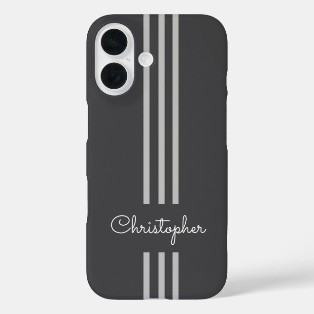 Modern Trendy Racing Stripes monogrammed  Case-Mate iPhone Case (Back)