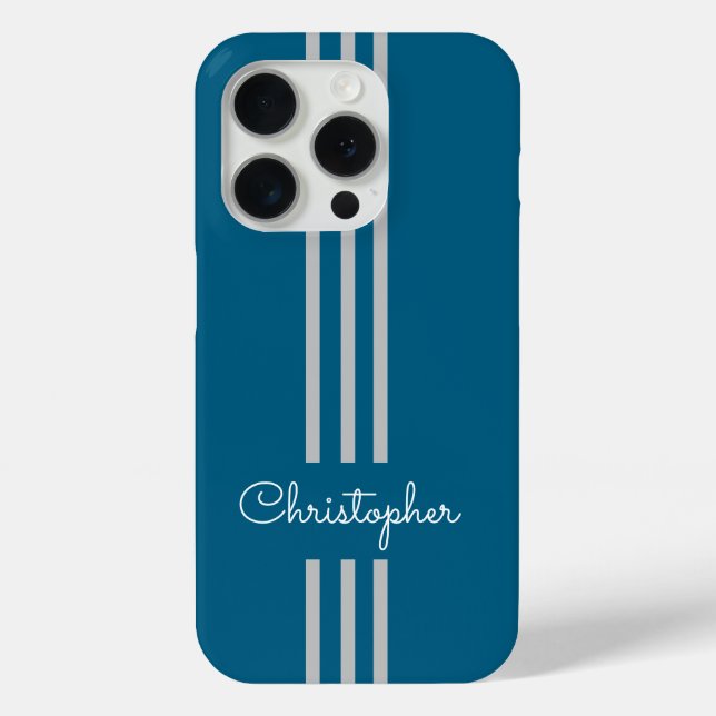 Modern Trendy Racing Stripes monogrammed  Case-Mate iPhone Case (Back)
