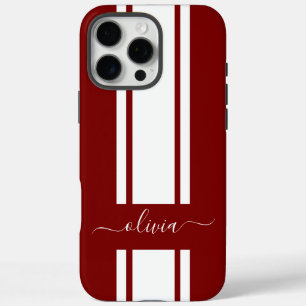 Modern Trendy Racing Stripes monogrammed iPhone 16 Pro Max Case