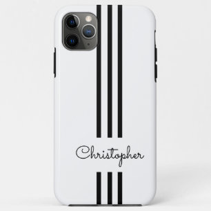 Modern Trendy Racing Stripes monogrammed iPhone 11 Pro Max Case