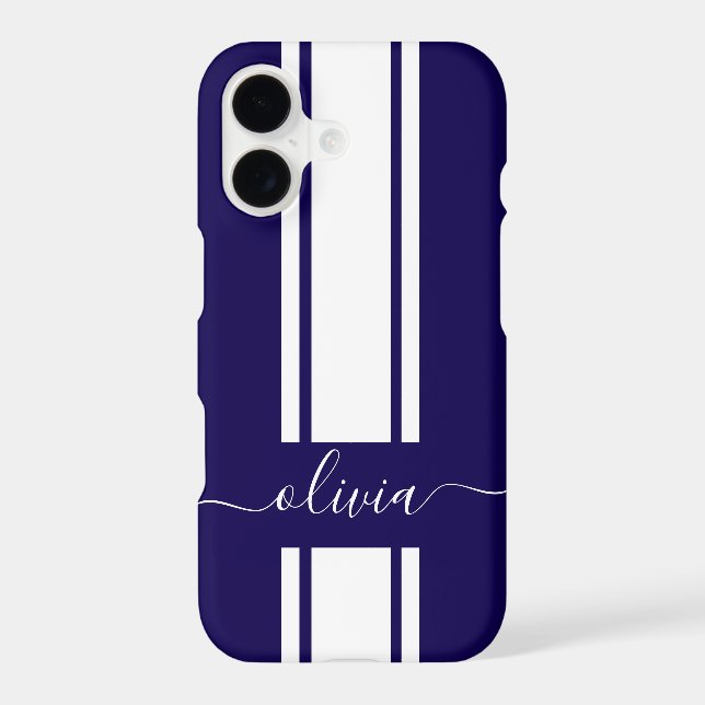 Modern Trendy Racing Stripes monogrammed  iPhone Case (Back)