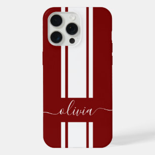 Modern Trendy Racing Stripes monogrammed iPhone 15 Pro Max Case